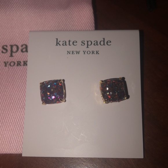 NWT Kate spade square earring multi color gold mount - Picture 3 of 5